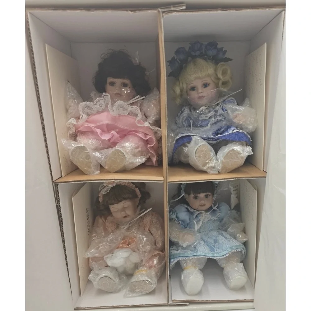 Marie‎ Osmond Tiny Tots Porcelain Collector 4 Dolls Set  NIB COA Necklace 19781